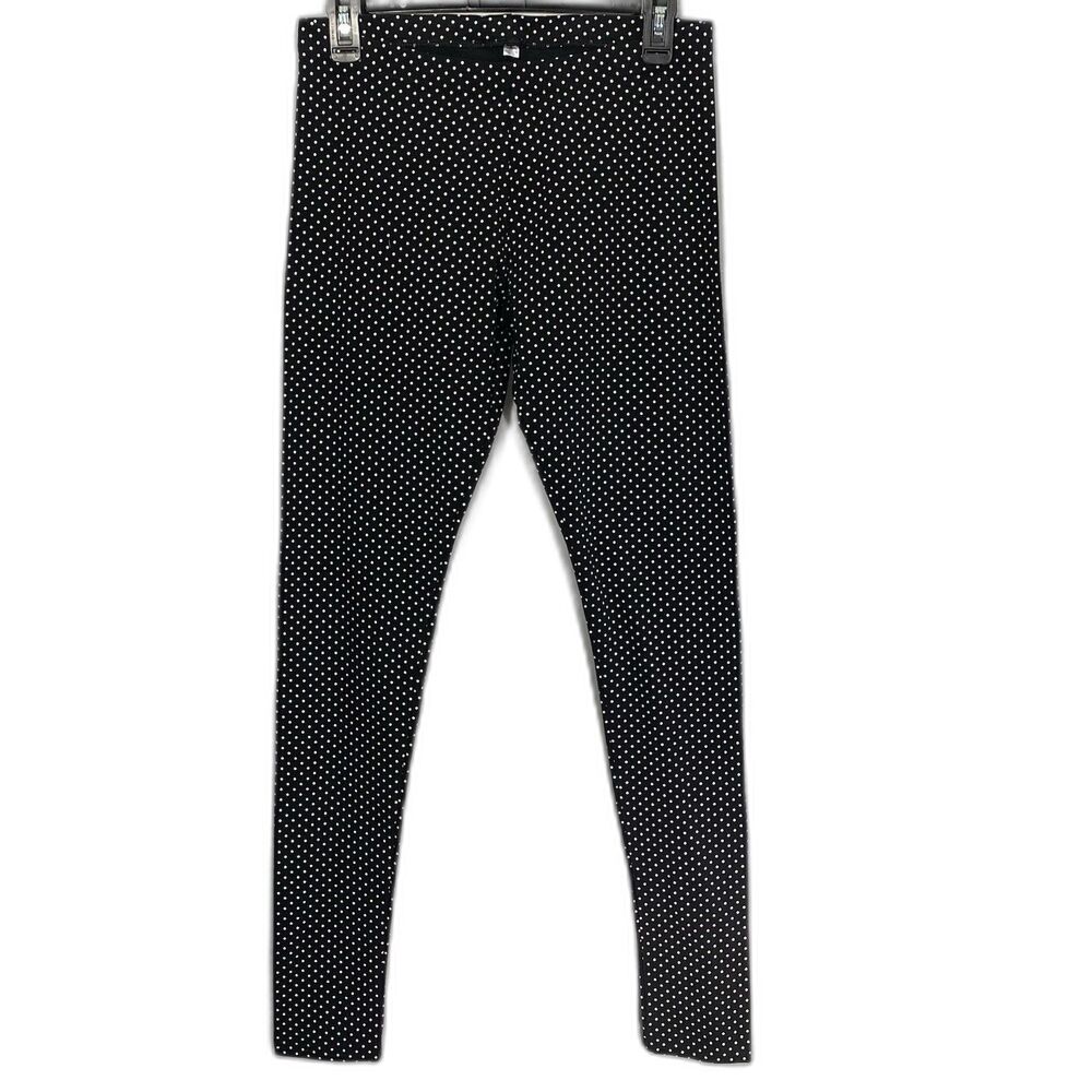 VICTORIAS SECRET Leggings Polka Dot Low Rise Stretch Womens M Long Tall Black